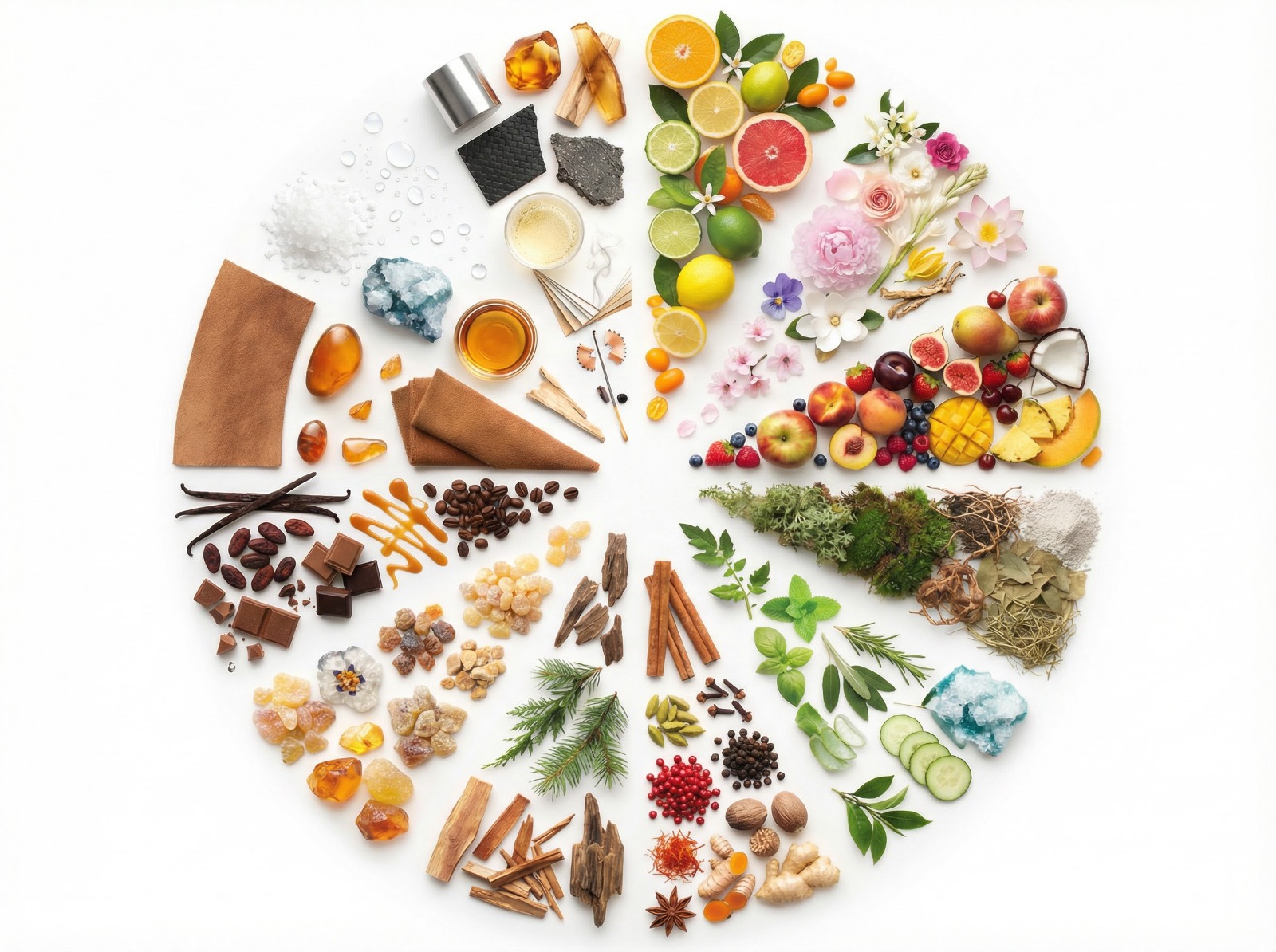 Rueda olfativa Euroesencias - haz clic en un segmento para explorar la familia aromática